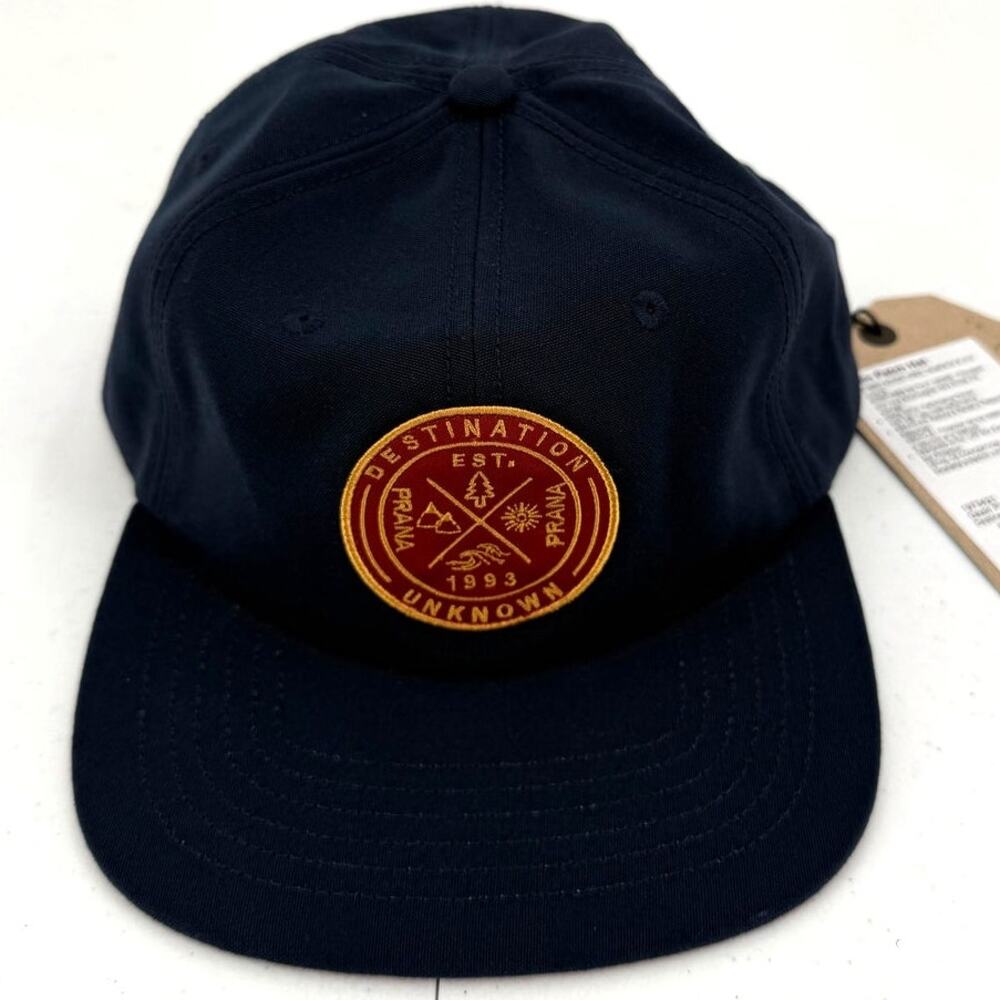 NWT prAna Gazin Patch Hat, Unisex, One Size, Destination Unknown, Navy Blue